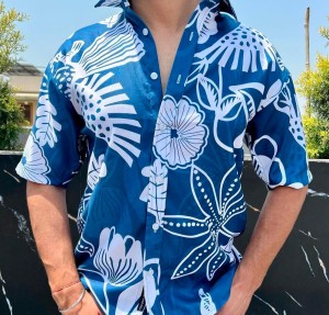 Stylish Exclusive Printed Cotton Blue Shirt